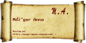 Móger Anna névjegykártya